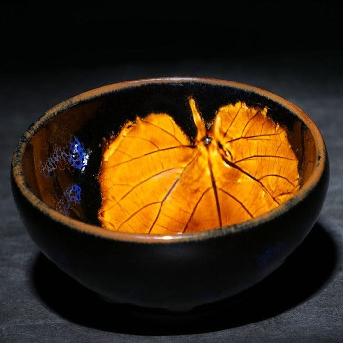 CAI BingLong's Kiln-changed Leaf Pattern Jian Teacup